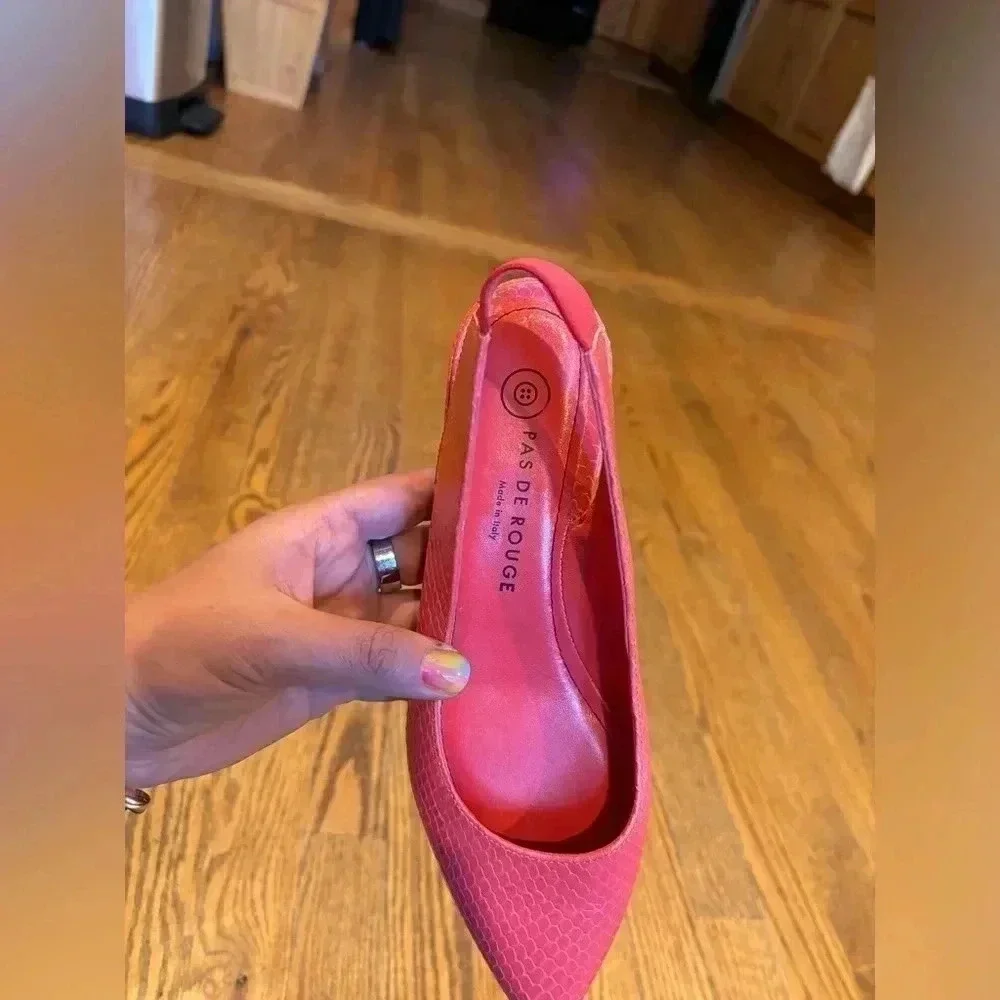 Pas De Rouge Pink Pointed Toe Slingback Flats Size 36.5 - Picture 2 of 6